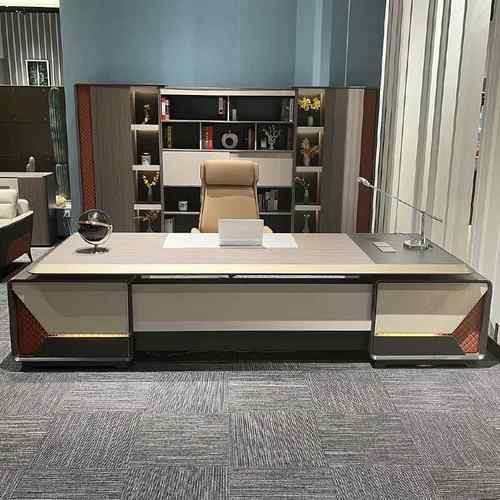 轻奢老板桌总裁桌简约现代带灯办公桌大班台主管桌经理桌办公家具