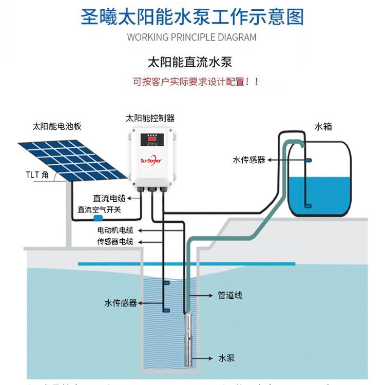 太阳能无刷螺杆直流泵24V48V内置控制器小型不锈钢深井潜水泵