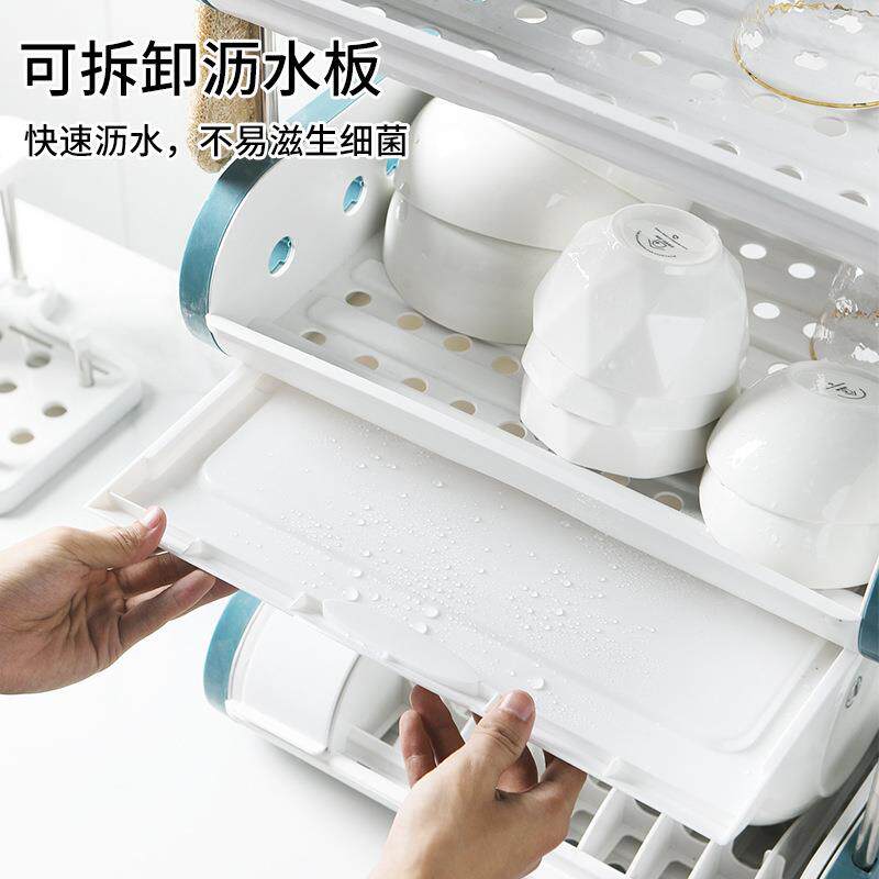 精选厨房碗架家用碗筷收纳盒带盖餐具碗碟盘可沥水置物架落地碗柜
