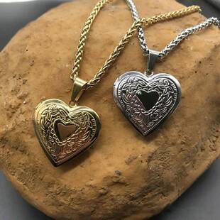 Love Heart Secret Message Locket Necklace Pendant DIY Photo