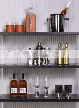 现代简约样板间酒柜红酒杯售楼处酒具组合搭配装饰品小摆件