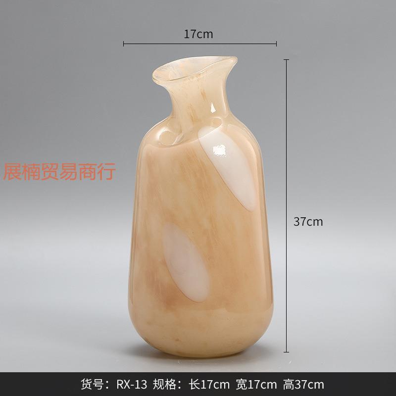 落地玻璃花瓶大复古厅条板纹现代简约客样房家居软装摆件插花GBC