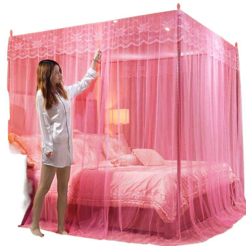 8m三开帐双人1.支架帐11蚊帐公主..5m家用加粗纹加密纱2m-床风门