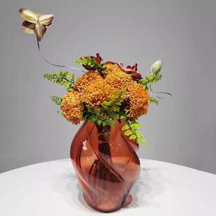 现代粉摆色花瓶插SJS花器花艺件售楼处样厅板房餐桌红客绿植假花