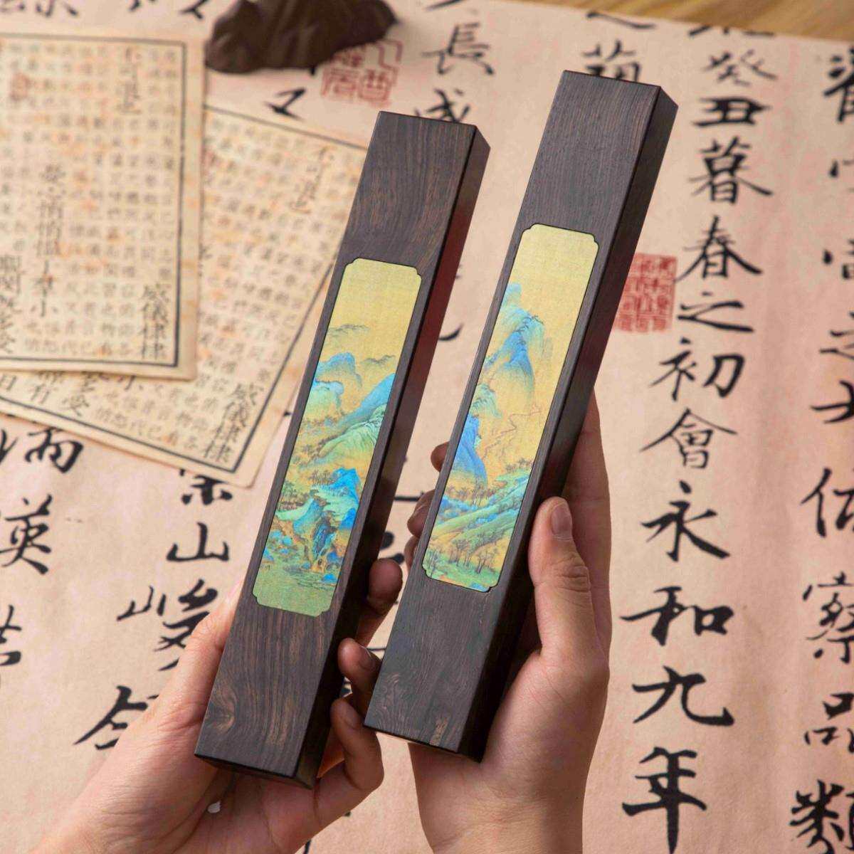 千里江山镇纸力荐文房四宝创意办公文创设计纪念品压书神器纸镇批
