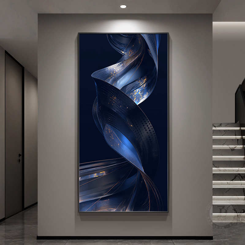 轻奢高级感装饰画简约现代走廊过道尽头入户玄关挂画高端抽象壁画