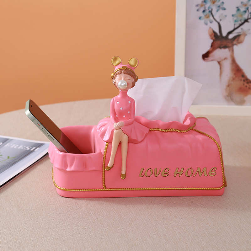 轻奢创意泡泡女孩纸巾盒摆件高档家用餐桌客厅茶几抽纸盒乔迁送礼