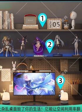 桌置物DBP架书桌上洞洞板架面办公桌一体电纳脑桌学收生立式多层