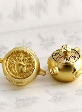 合金十二生肖转转把把壶钥匙扣配件可旋转马上胡解压手把件