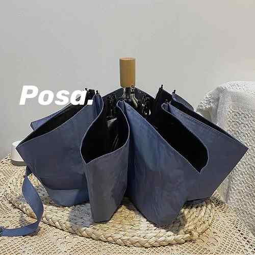 正品msho 超温柔色is百搭携晴雨两n用简约防晒素遮阳小巧便黑胶雨