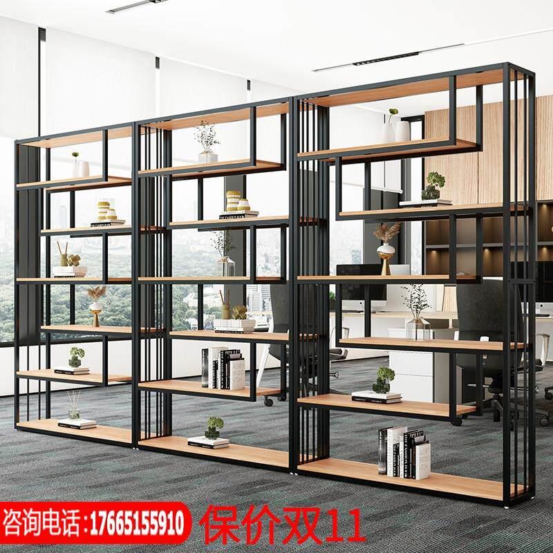 餐厅花架镂空铁艺屏风隔断办公室隔断置物架落地书架工业风装饰柜