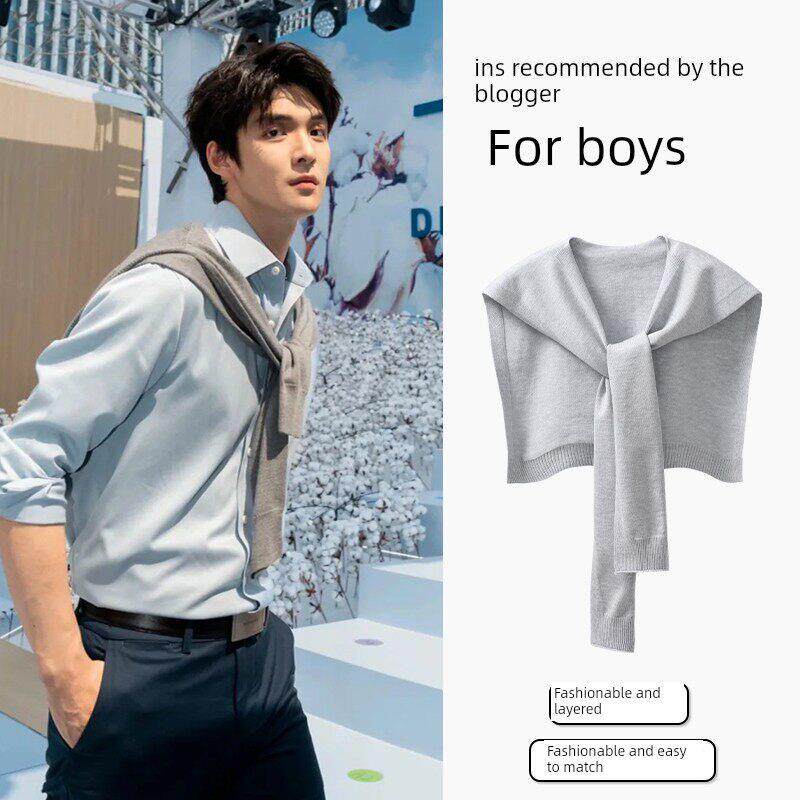 男式披肩外衣春夏分层小马甲高级衬衫肩学院风斗篷韩式百搭
