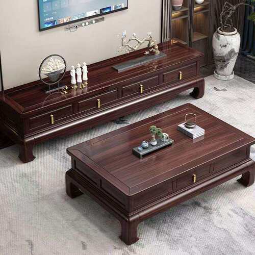 新中式全实木电视柜家用客厅古典整装长条影视柜背景柜地柜落地柜