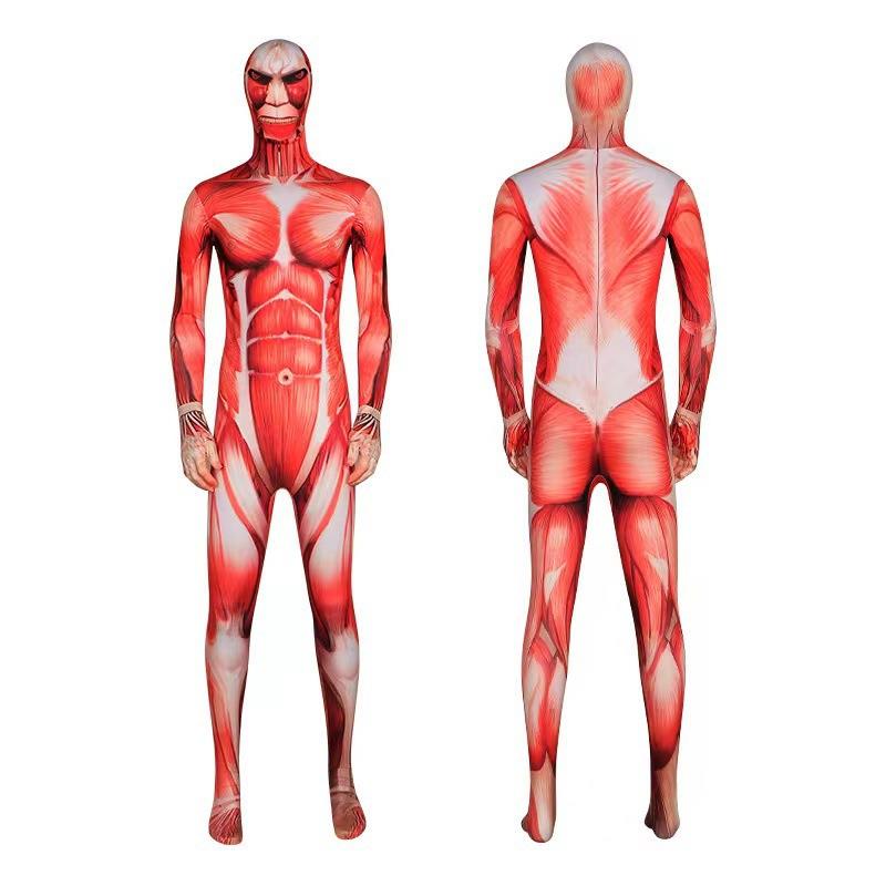 cosplay进击的巨人肌肉装zentai全包紧身衣筋肉人影视服装3D印花