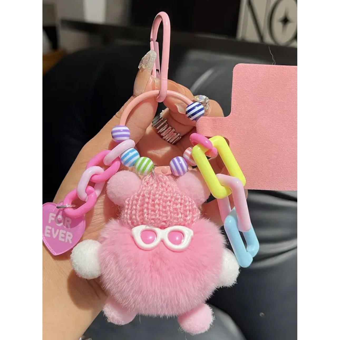 多巴胺煤球怪兽玩偶挂件diy钥匙扣可爱毛绒公仔包包背包手机挂饰