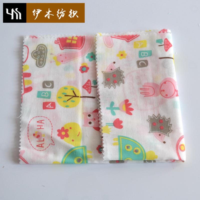 新款直销精梳全棉双层印花纱布 梭织全棉纱布面料 婴儿全棉双层纱