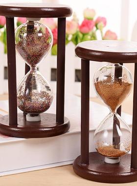 复古简约木质沙漏 家居学生桌面计时器装饰品 餐厅饭桌创意摆件