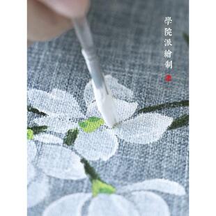 6B76手绘防水茶席新中式 禅意桌旗茶桌布茶几茶旗棉麻茶垫布艺小