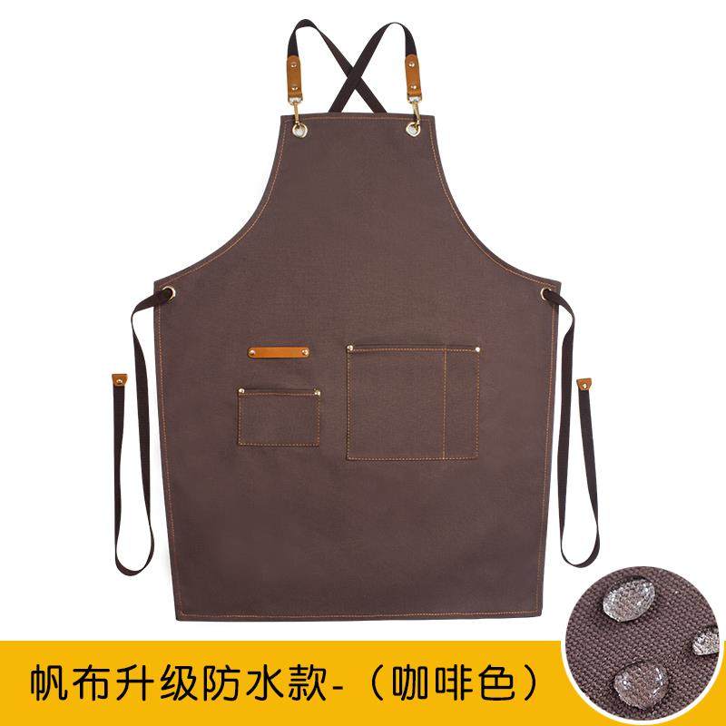 高档咖家啡围裙定制商防水lgo调用酒师园艺o女高端牛仔男高级餐饮