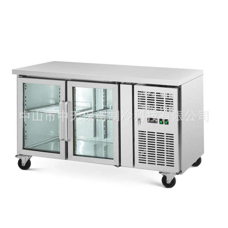 欧款玻璃门操作台冰箱商用厨房风冷冷藏工作台