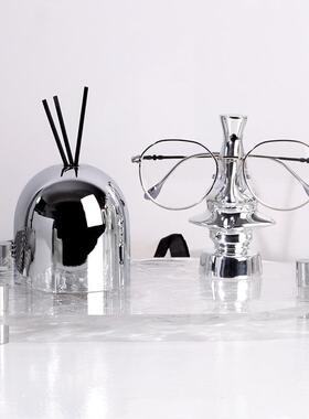 简约现代托盘轻奢波浪凹凸亚克力摆件样板房桌面创意氛围软装饰品