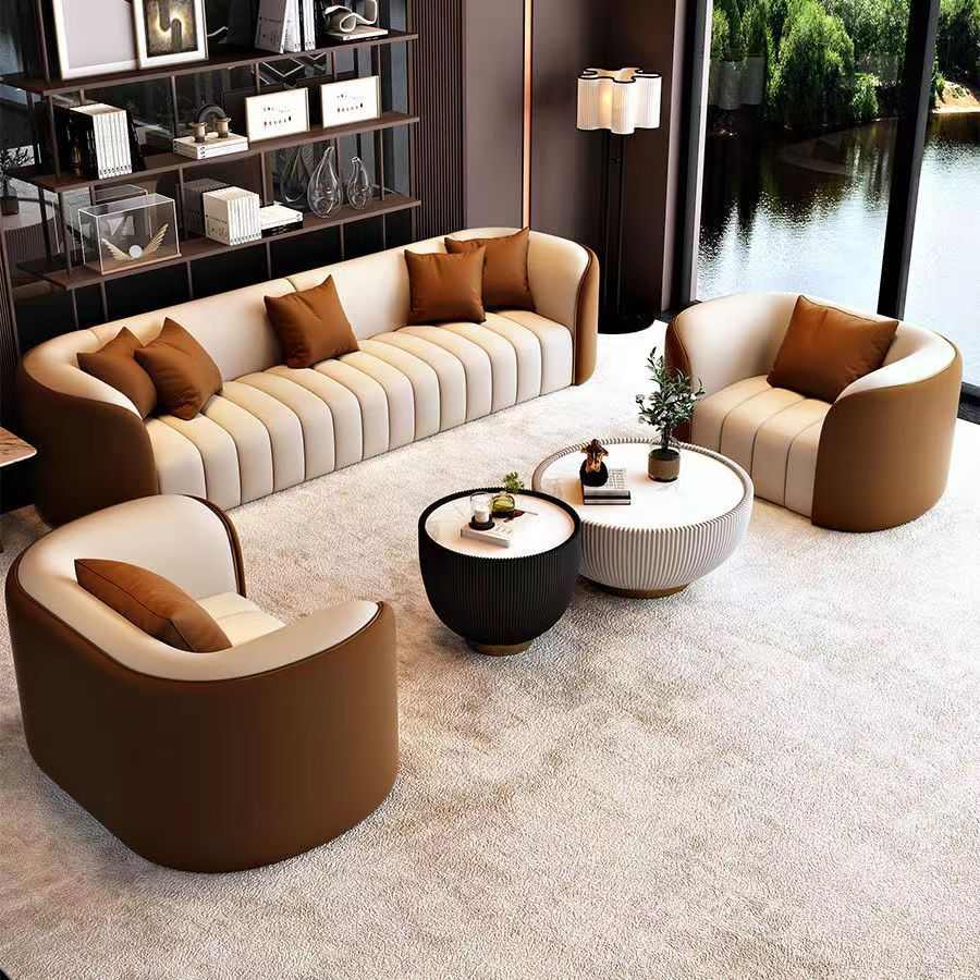 轻奢沙发小户型客厅高档酒店大堂办公室会客休息区直排沙发一整套