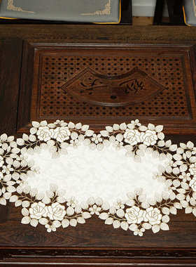 垫盖 垫批发餐绣花90cm*茶几桌厂家桌桌布镂空巾巾40艺旗布