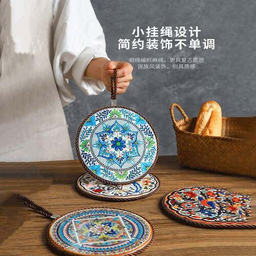 覆古风餐垫耐高温隔热垫砂锅防烫厨房新中式餐桌防滑餐盘垫子新款