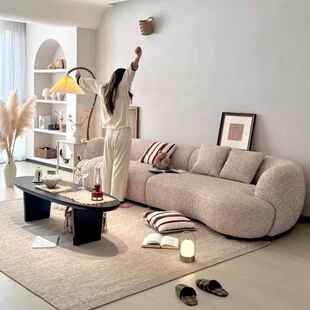意式极简拂晓沙发大平层客厅直排转角布艺网红设计师法式奶油风