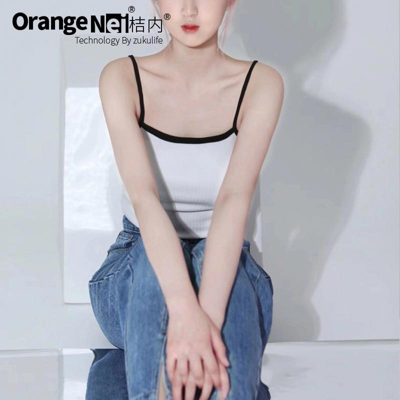 新款直销吊带美背一体式可外穿内衣带胸垫女撞色包边背心包邮