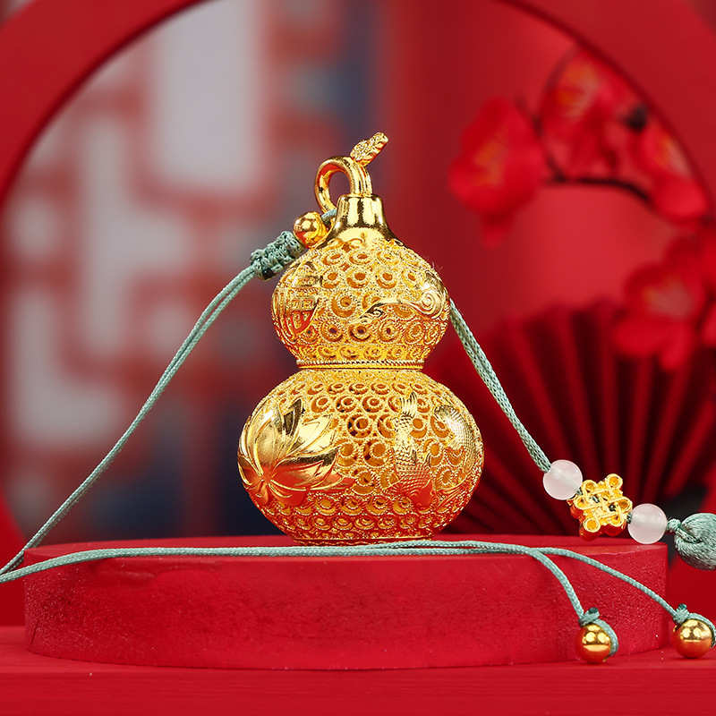 黄铜花丝葫芦摆件 福禄挂饰家居桌面迷你镂空铜葫芦工艺品挂件