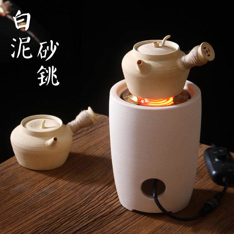 手拉潮州白泥砂铫 烧水陶壶工夫茶壶玉书畏 炭碳电陶炉煮水煮茶壶