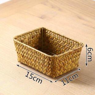 box basket desktop small woven bamboo rattan storage