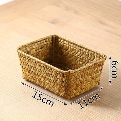 bamboo storage basket box desktop small rattan woven basket