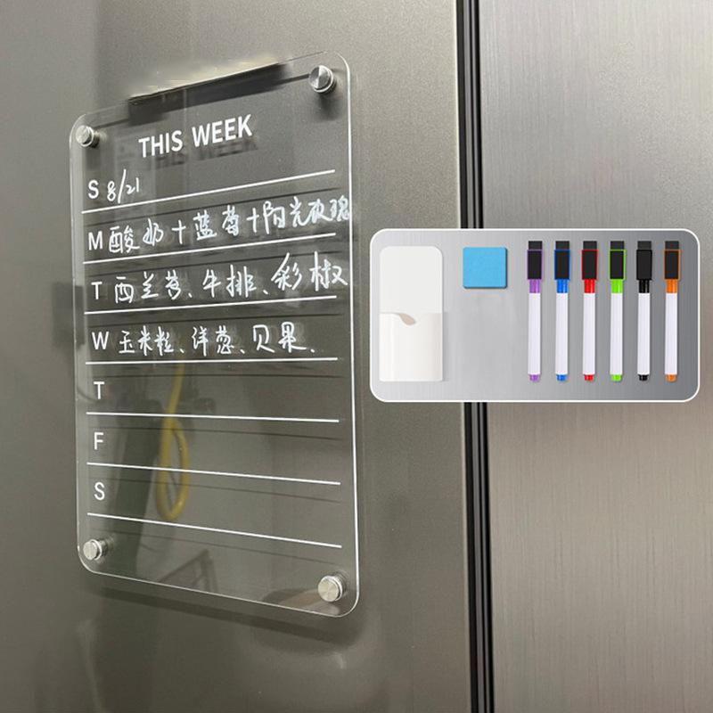 透明亚克力磁铁冰箱贴ins风留言板周计划表备忘清单入户铁门磁吸