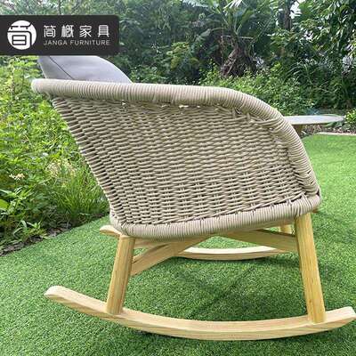 户外摇摇椅客厅阳台懒人躺椅度假村摇椅单人沙发家用藤编休闲单椅