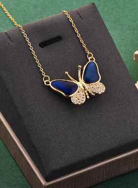 云尚严选磁吸感温变色项链真喜利时尚气质蝴蝶吊坠2025新款锁骨链
