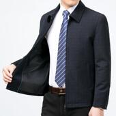 商休闲领茄克翻衫 Y克中年爸爸装 务宽松外 男春士羊毛夹217 秋新款