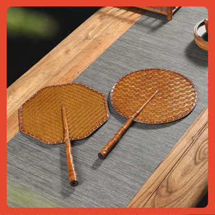 △手工大漆竹编扇子罗汉竹柄夏季 腰扇青蓖 纳凉蒲扇工艺扇复古中式