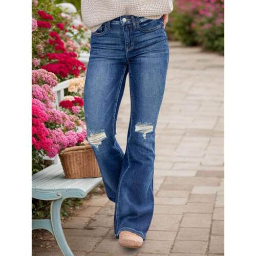 W 78153 Ripped flared jeans 破洞微喇牛仔裤