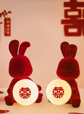 正品高档结婚女方陪嫁长明灯代对简约卧现送新人新娘红色室一床头