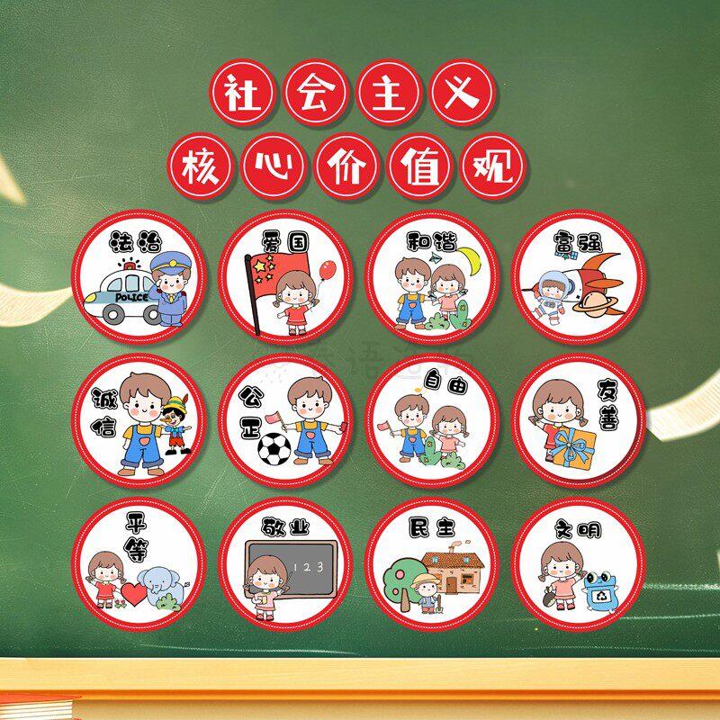 社会主义核心价值观主题墙环创幼儿园小学班级布置装饰文化墙贴