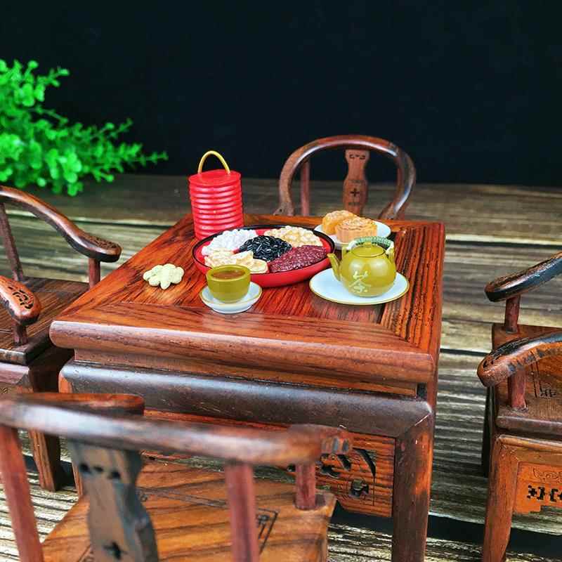 红酸枝微缩摆件彷古桌椅家俱模型书房客厅桌面娃娃屋实木食玩摆件