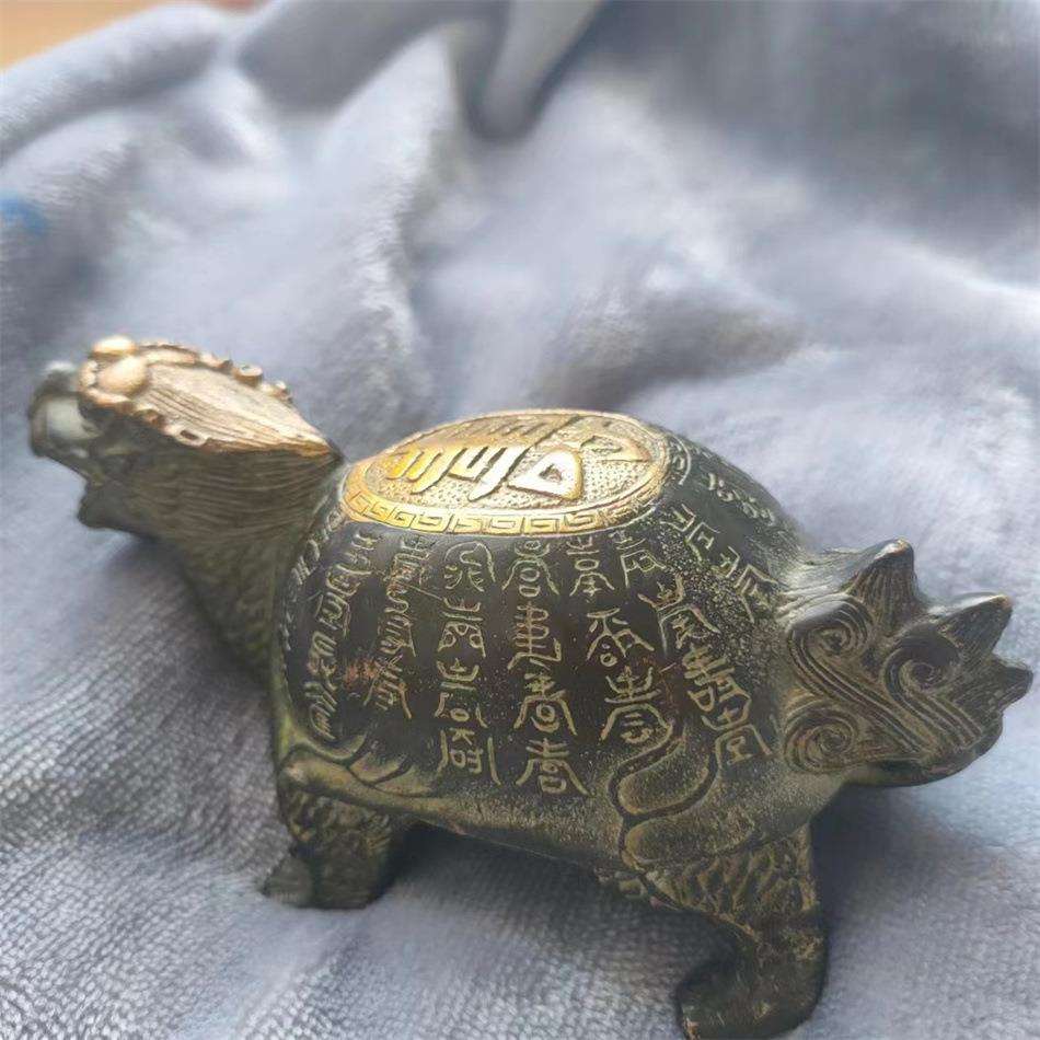 铜金钱龙龟摆件办公室摆件青铜色龙龟家居工艺品摆件