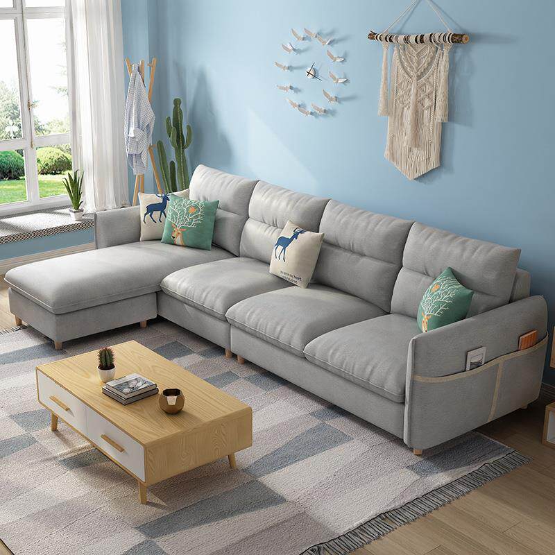 布艺沙发客厅北欧现代简约小户型三人位沙发布料租房乳胶沙发sofa