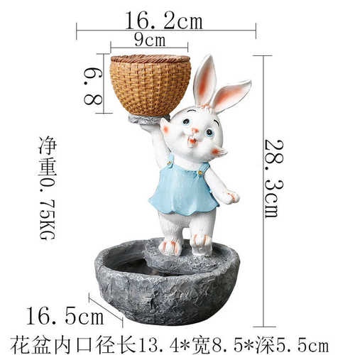 卡通多摆件简约绿室内个性花盆动物幼儿园肉时尚兔植树脂轻奢创意