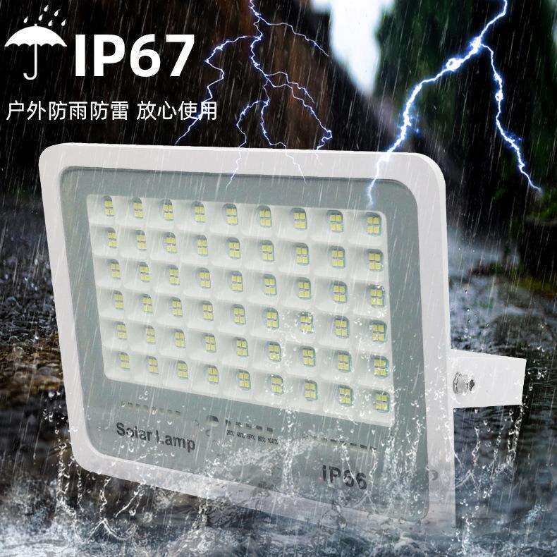 跨境超亮新品太阳能投光灯100W 200W防水室外庭院灯LED路灯