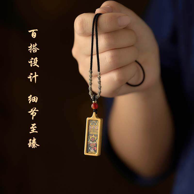 2026藏式钛钢唐卡项链女手绘描金唐卡吊坠迷你嘎乌盒扎基拉姆黄财