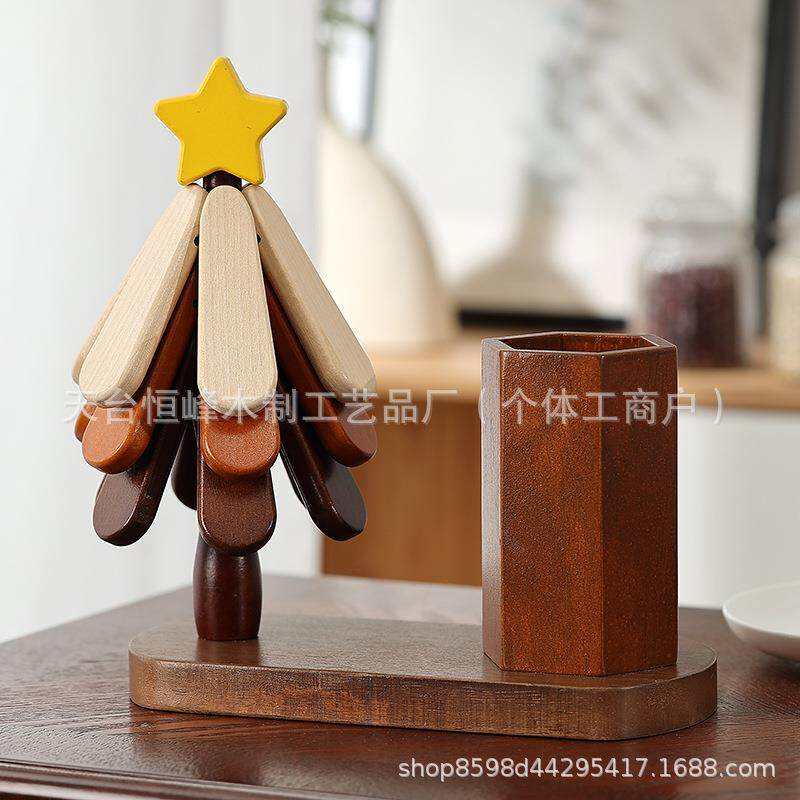 笔筒实木创意胡桃色一棵树隔热垫圣诞树隔热餐桌垫家用杯垫砂锅垫