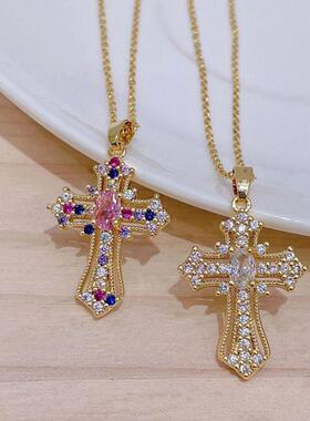 Vintage Punk Cross Necklace Personalized Zircon Cross
